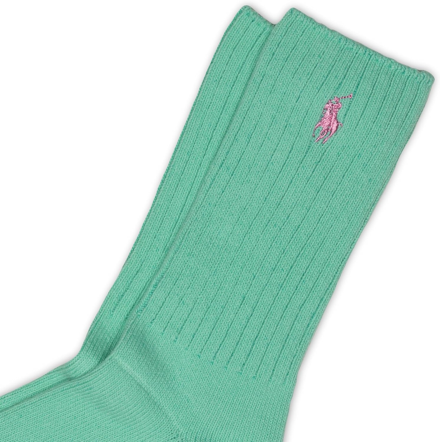 imagePOLO RALPH LAUREN Womens Casual Solid Color Crew Socks 1 Pair Combed Cotton ComfortGreen