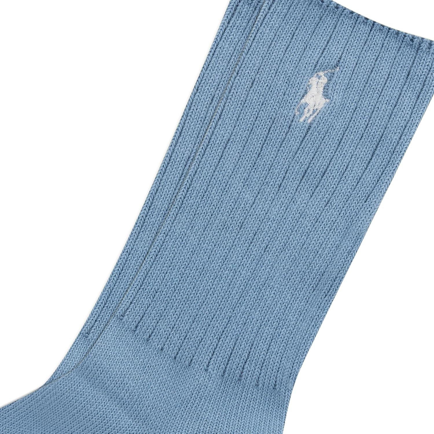 imagePOLO RALPH LAUREN Womens Casual Solid Color Crew Socks 1 Pair Combed Cotton ComfortSoft Blue