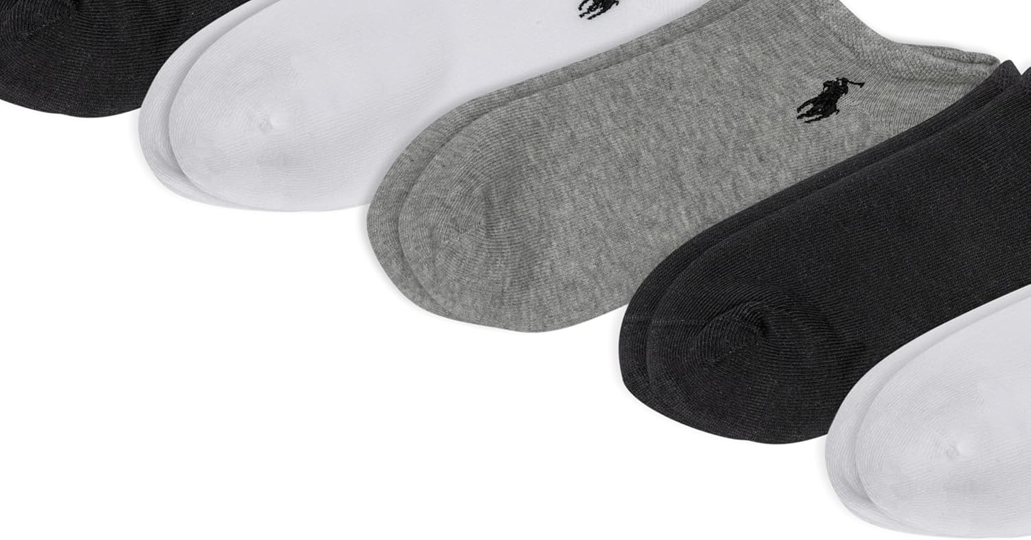 imagePOLO RALPH LAUREN Womens Classic Sport Flat Knit LowCut Socks 6PackGray Assorted