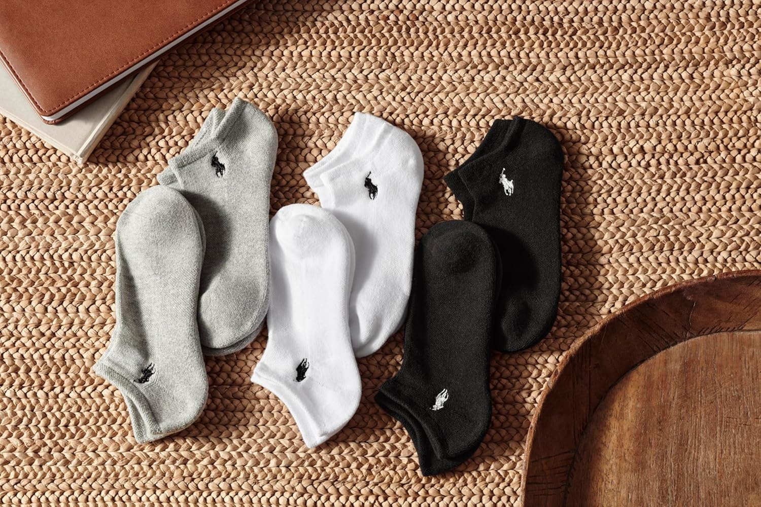 imagePOLO RALPH LAUREN Womens Microfiber Double Tab No Show Socks 3 Pair PackWhite