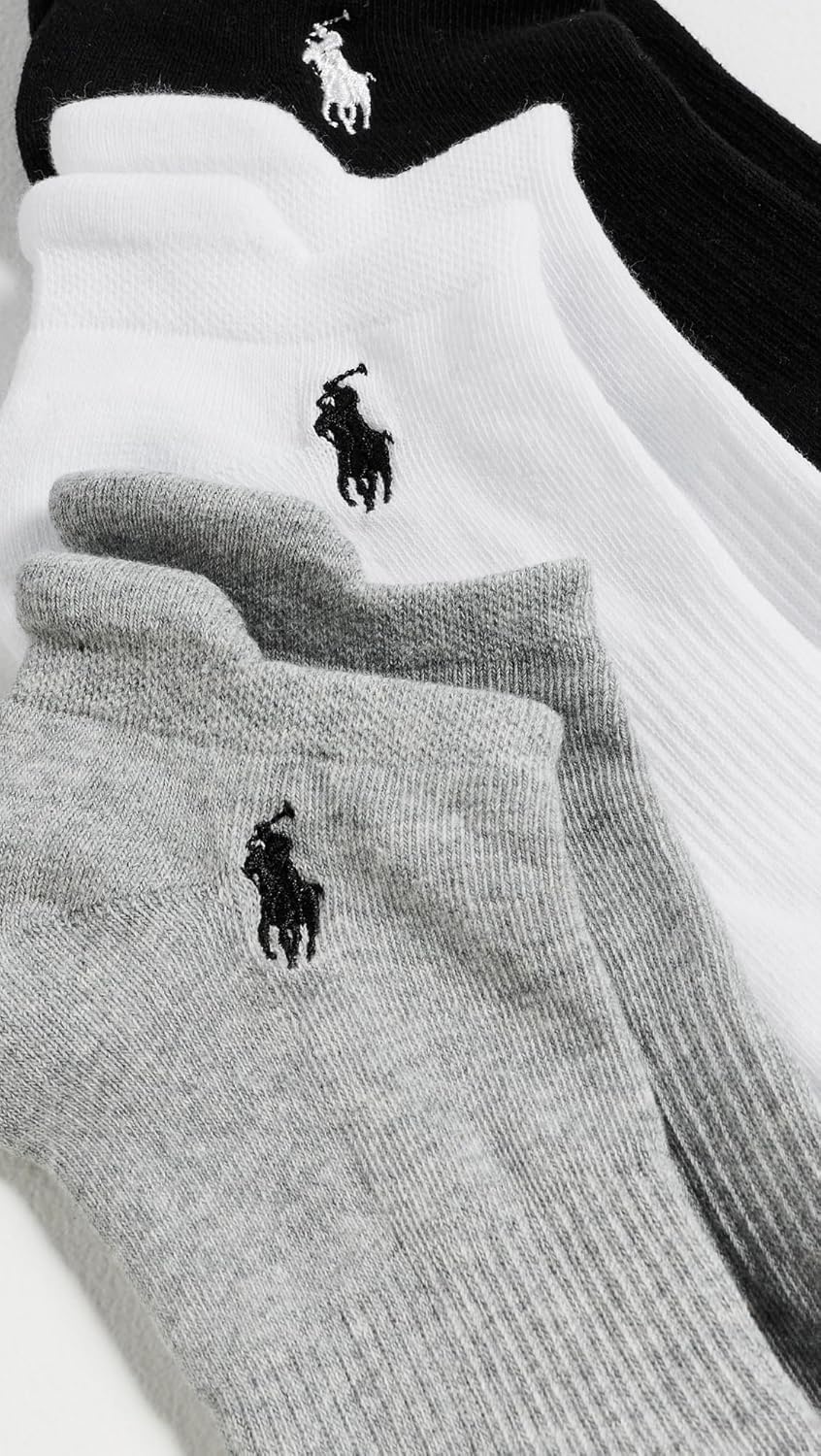 imagePOLO RALPH LAUREN Womens Performance Cotton Low Cut Socks 6PackGrey Assorted