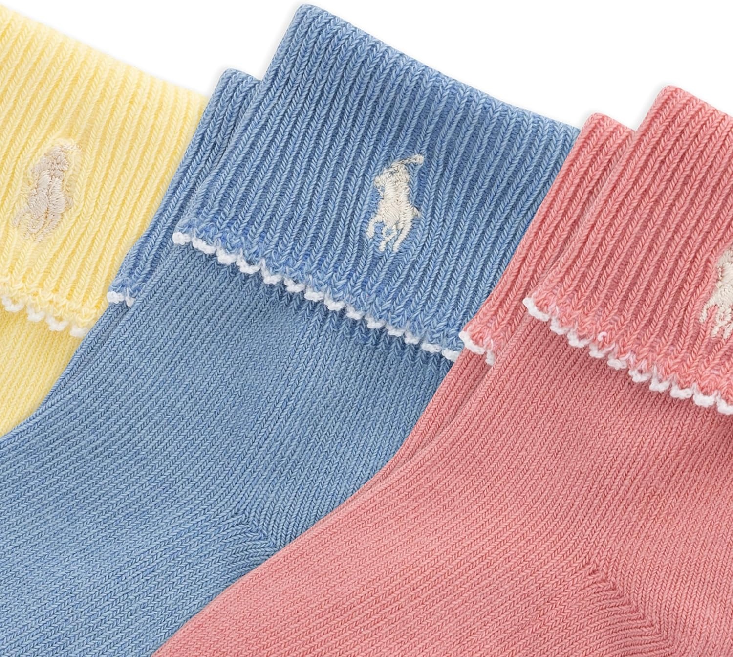 imagePOLO RALPH LAUREN baby Fold Over Turn Cuff Ankle Socks 3 Pair Pack Soft Cotton ComfortLight Assorted