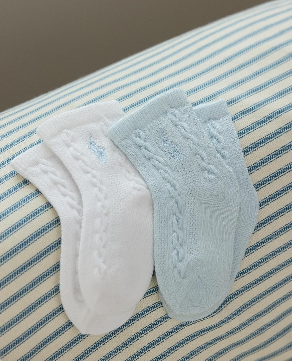 imagePOLO RALPH LAUREN babygirls Organic Cotton Socks 3 Pair Pack Soft Cable and Tossed CottonSoft Blue