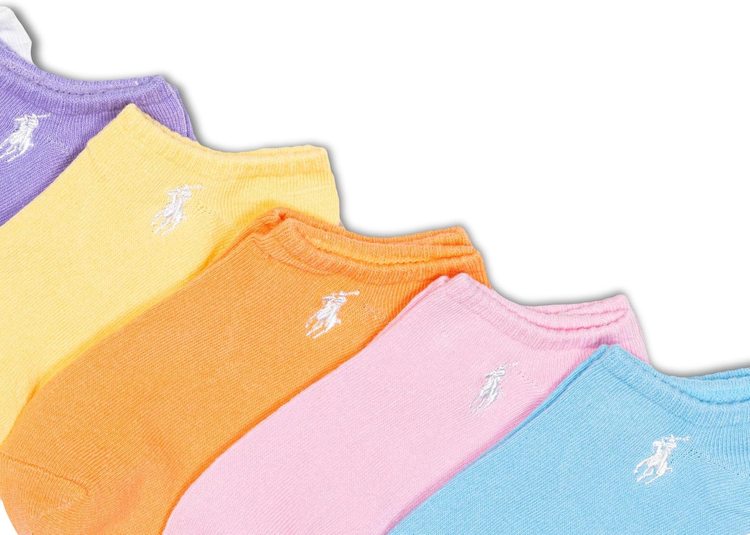 imagePOLO RALPH LAUREN girls Classic Sport Low Cut Socks 6 Pair Pack Soft Lightweight Cotton ComfortPastel