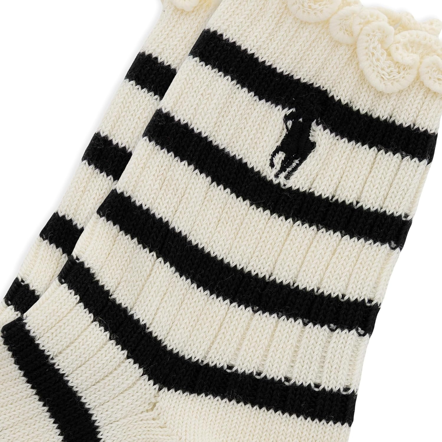 imagePOLO RALPH LAUREN womens Lettuce Edge Ankle Socks 1 Pair Pack Sustainable Cotton ComfortIvory Stripe