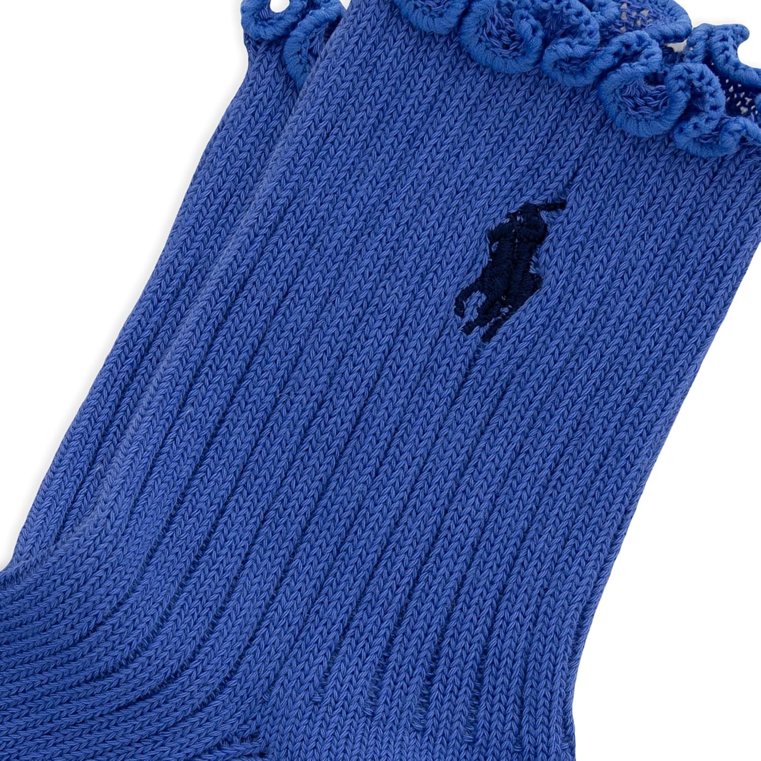 imagePOLO RALPH LAUREN womens Lettuce Edge Ankle Socks 1 Pair Pack Sustainable Cotton ComfortSolid Blue Navy