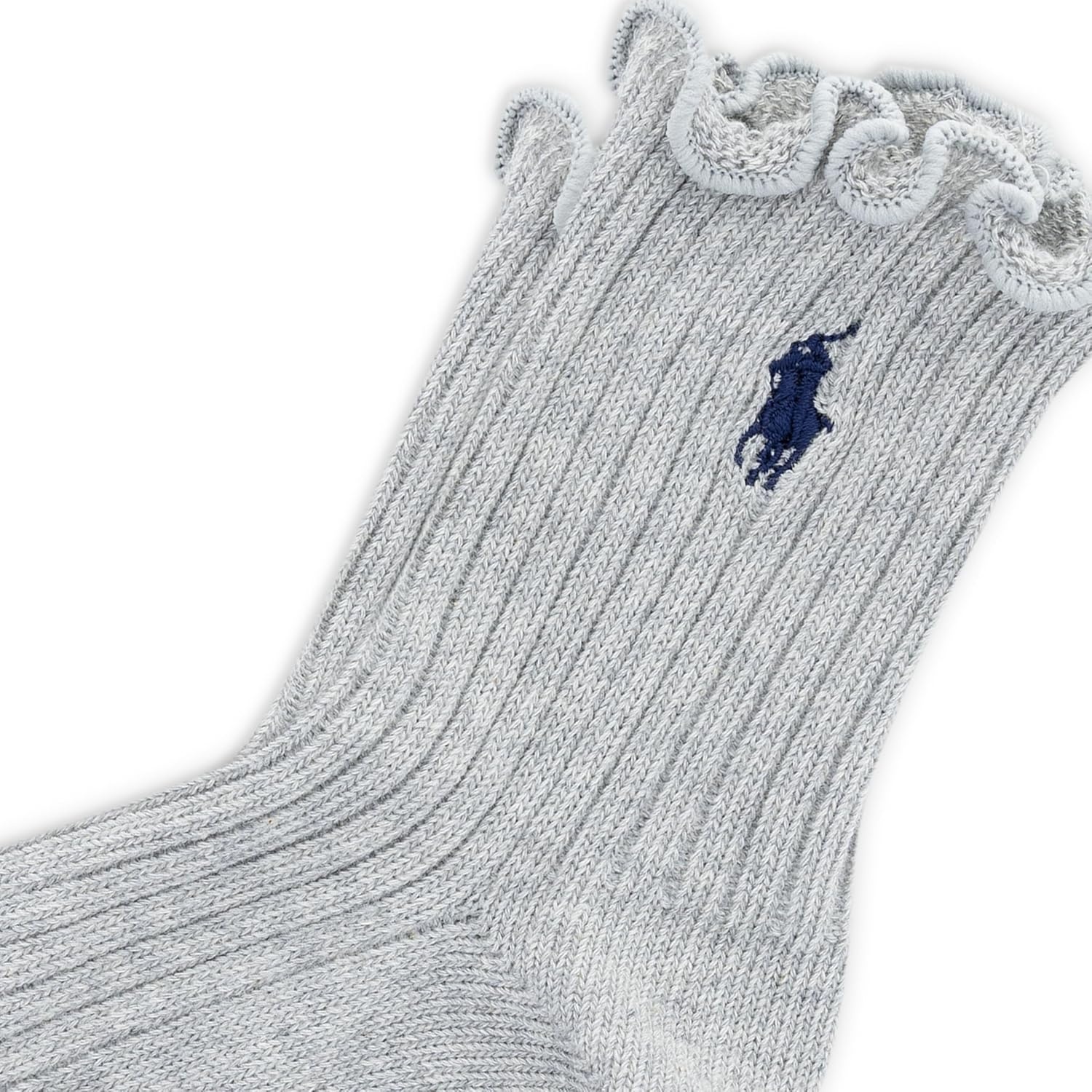imagePOLO RALPH LAUREN womens Lettuce Edge Ankle Socks 1 Pair Pack Sustainable Cotton ComfortSolid Gray Heather