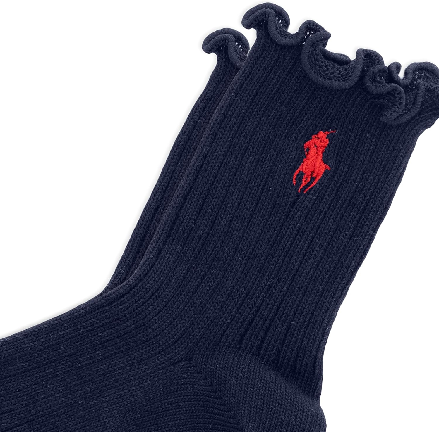 imagePOLO RALPH LAUREN womens Lettuce Edge Ankle Socks 1 Pair Pack Sustainable Cotton ComfortSolid Navy