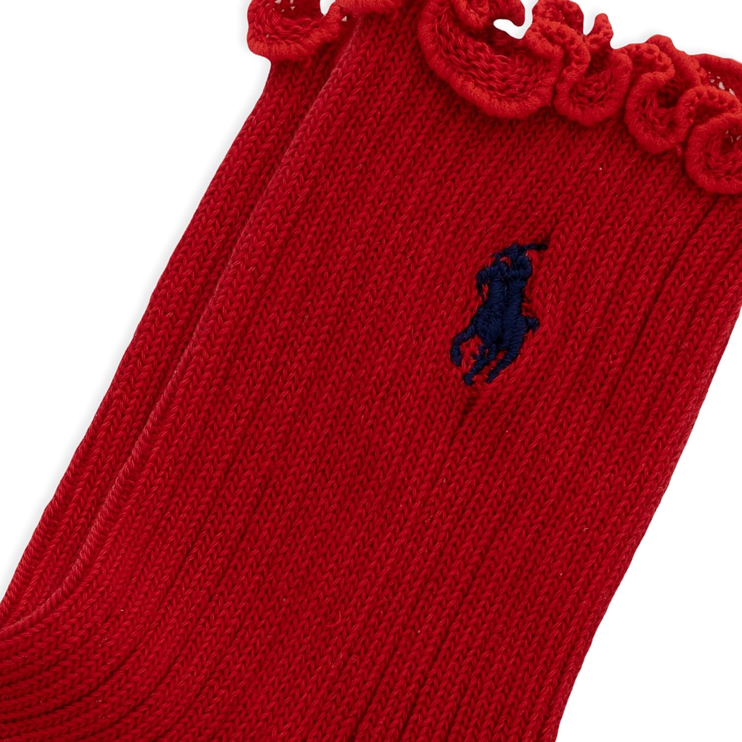imagePOLO RALPH LAUREN womens Lettuce Edge Ankle Socks 1 Pair Pack Sustainable Cotton ComfortSolid Red