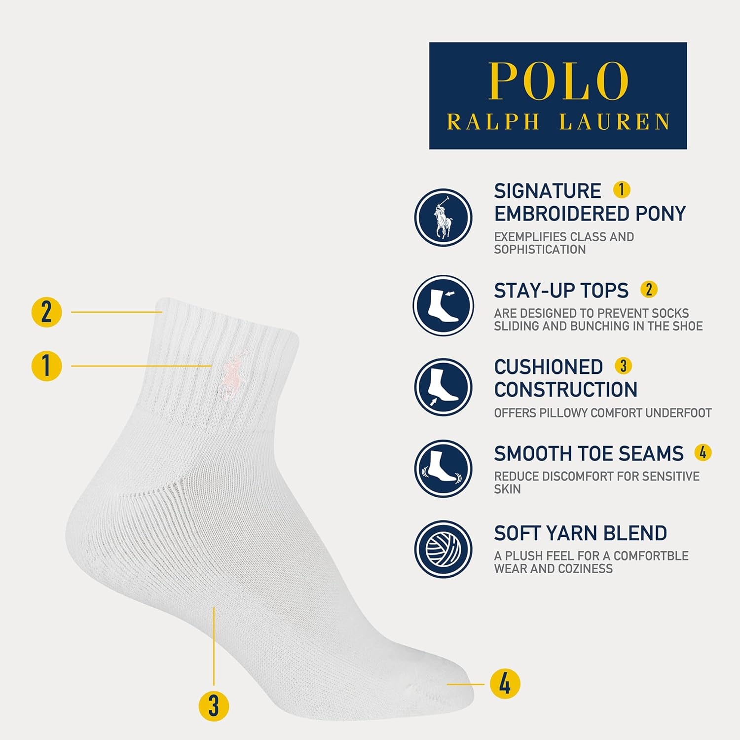 imagePolo Baby Socks for Boys and Girls with Gripper Bottoms 6 Pairs WhitePink Pony 2T 4T