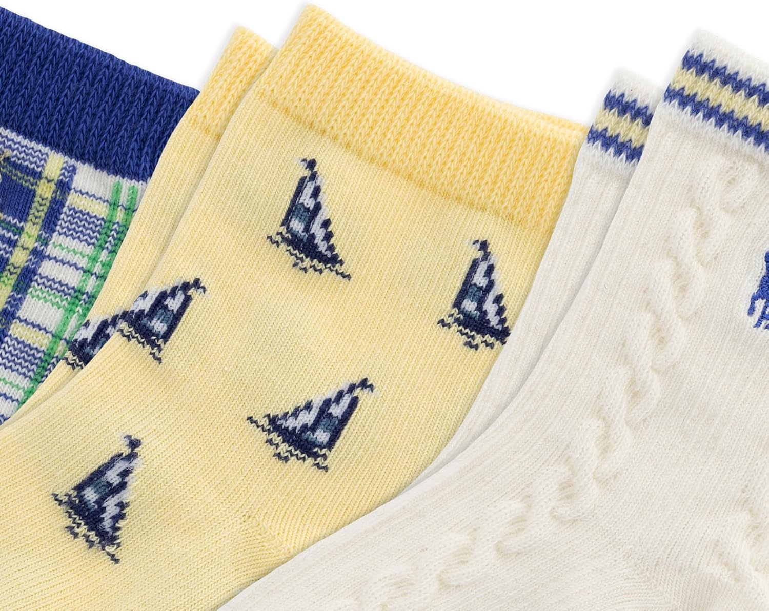 imagePolo Ralph Lauren Baby Boys Nautical Sailing Ankle Socks 3 Pair PackSailing Ivory