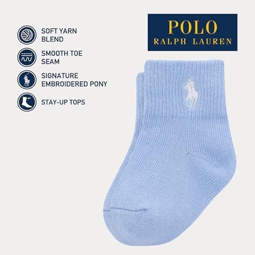 imagePolo Ralph Lauren Babys Classic Sport Ankle Socks 6 Pair Pack Soft Stretchy Yarn amp Stay Up TopSoft Blue 7 Pair Gift Box