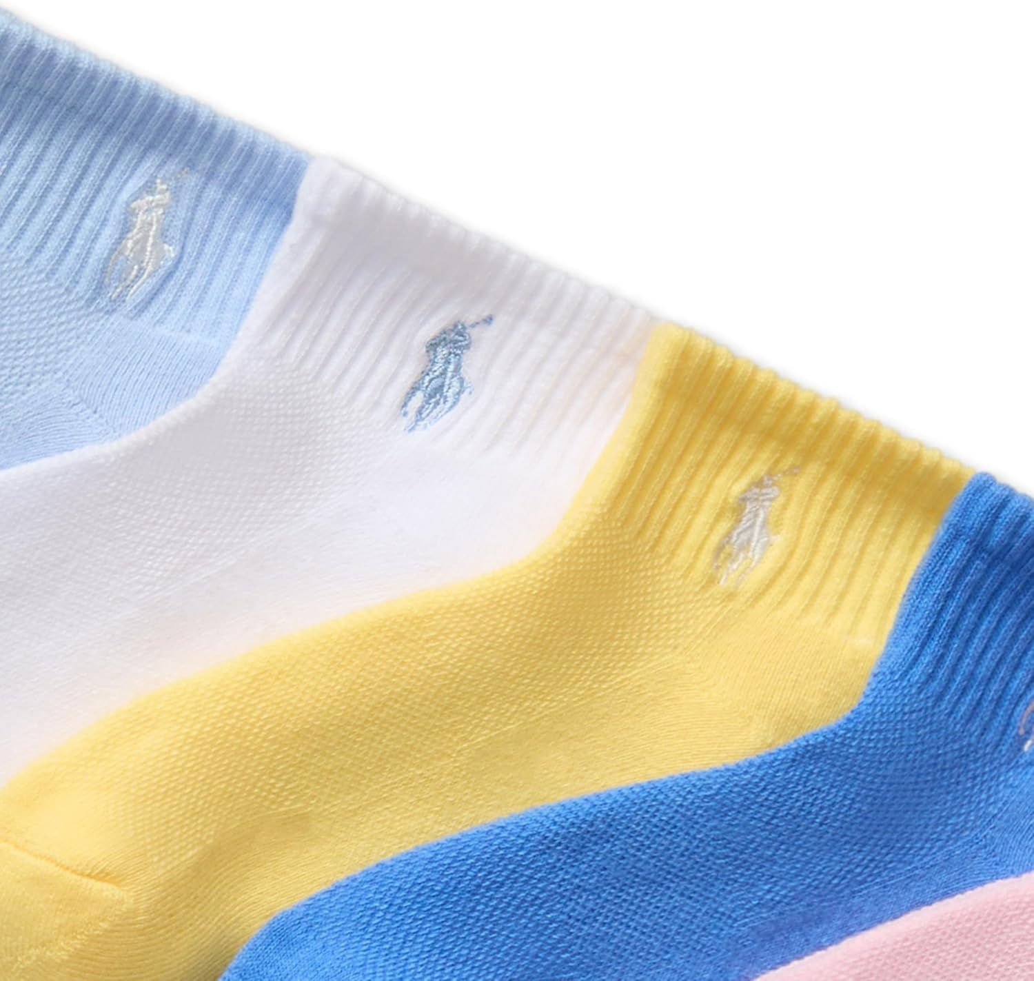imagePolo Ralph Lauren Girls Athletic Performance Ankle Socks 6 Pair Pack Soft Cushioned ComfortPastel Cotton
