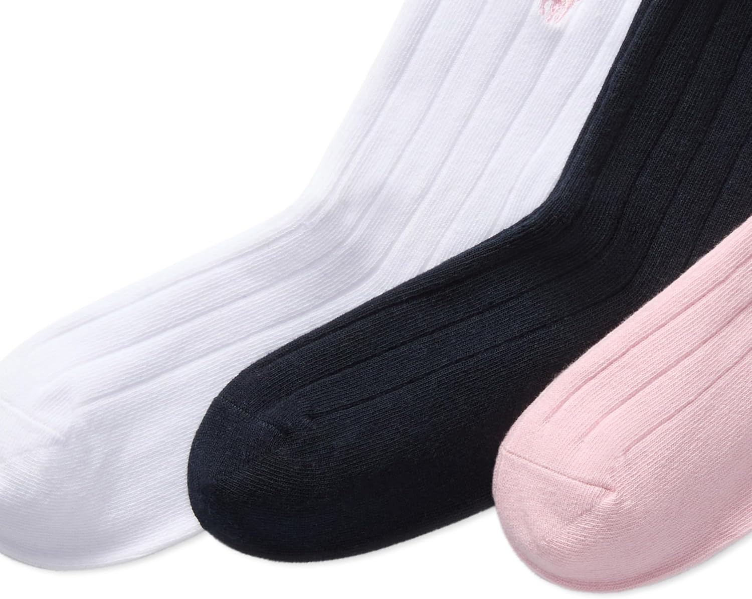 imagePolo Ralph Lauren Girls Solid Rib Dress Crew Socks 3 Pair PackPink Assorted