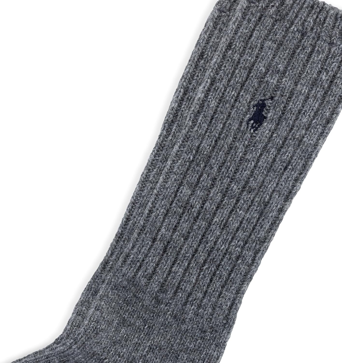 imagePolo Ralph Lauren Mens Casual Wool Ribbed Boot Crew Socks 1 Pair Pack Doer LambswoolGray Heather
