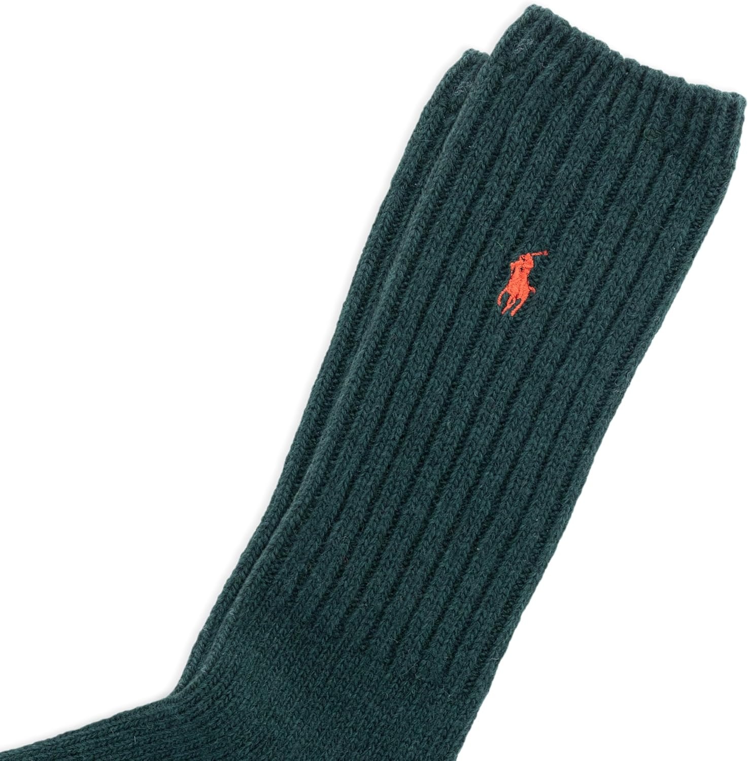 imagePolo Ralph Lauren Mens Casual Wool Ribbed Boot Crew Socks 1 Pair Pack Doer LambswoolHunter Green