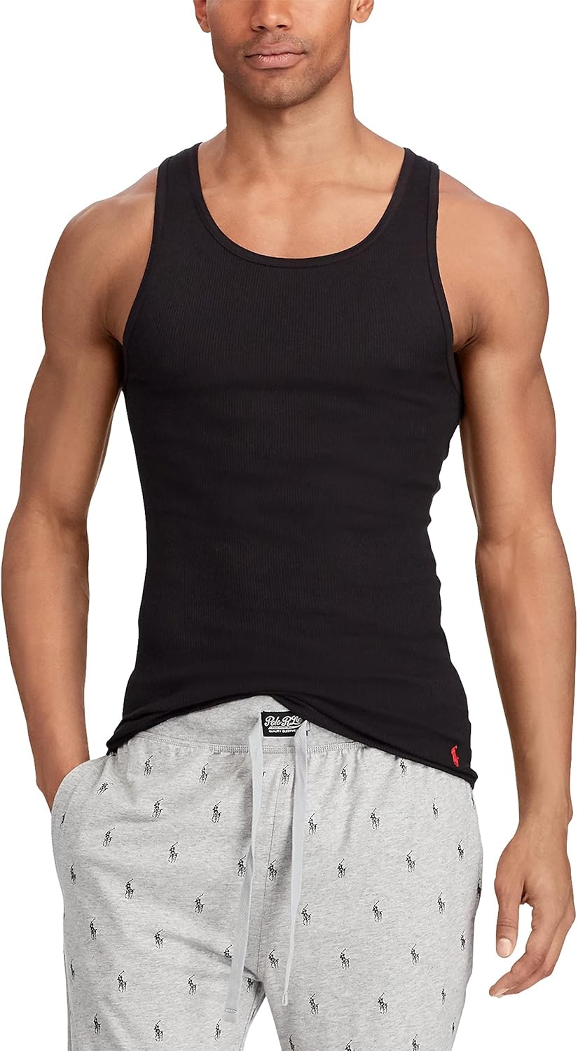 imagePolo Ralph Lauren Mens Classic Fit Cotton Tanks 3PacksAndover HeatherMadison HeatherBlack