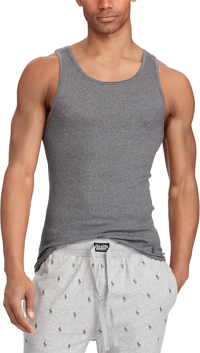 imagePolo Ralph Lauren Mens Classic Fit Cotton Tanks 3PacksAndover HeatherMadison HeatherBlack