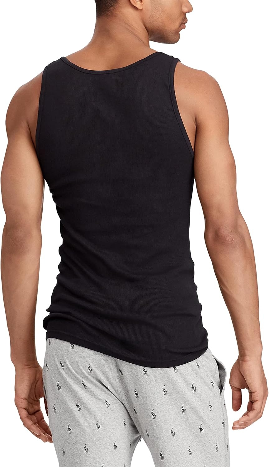 imagePolo Ralph Lauren Mens Classic Fit Cotton Tanks 3PacksBlackRed 3 Pack