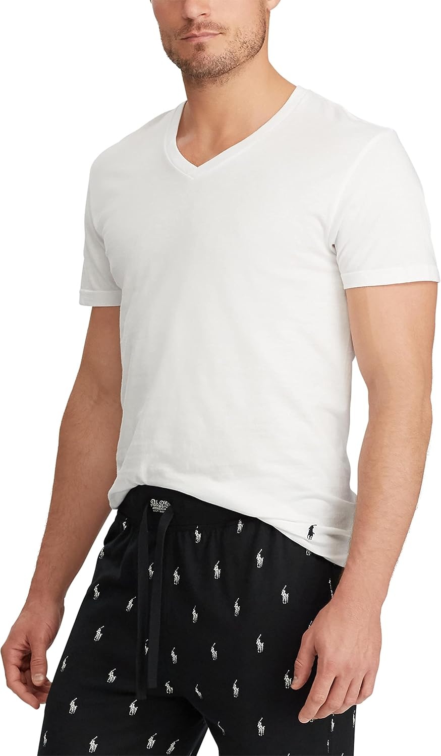 imagePolo Ralph Lauren Mens Classic Fit Cotton VNeck Undershirt 3PackWhiteNavy 3 Pack