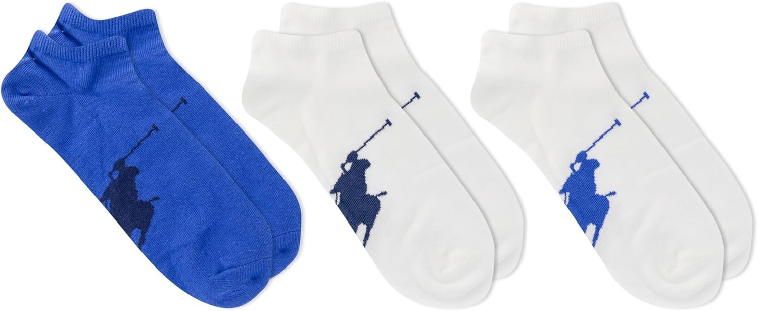 imagePolo Ralph Lauren Mens Classic Sport Big Pony Low Cut Socks 3 Pair Pack Soft and Lightweight Cotton ComfortBright Navy