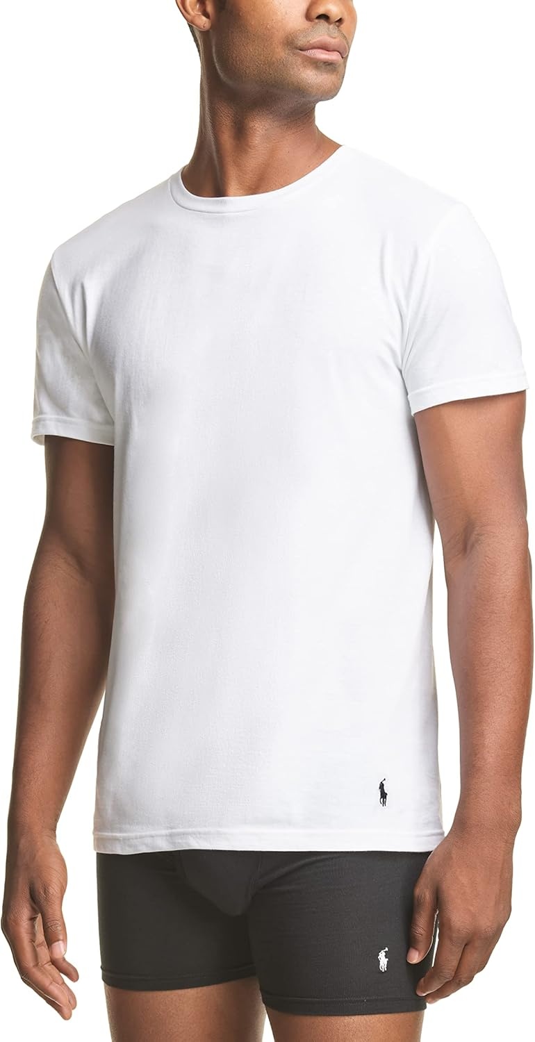 imagePolo Ralph Lauren Mens Classic Stretch Crew Undershirts Big amp Tall 3PackWhiteNavy 3 Pack