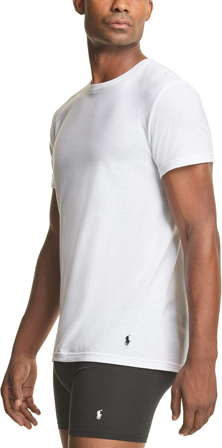 imagePolo Ralph Lauren Mens Classic Stretch Crew Undershirts Big amp Tall 3PackWhiteNavy 3 Pack