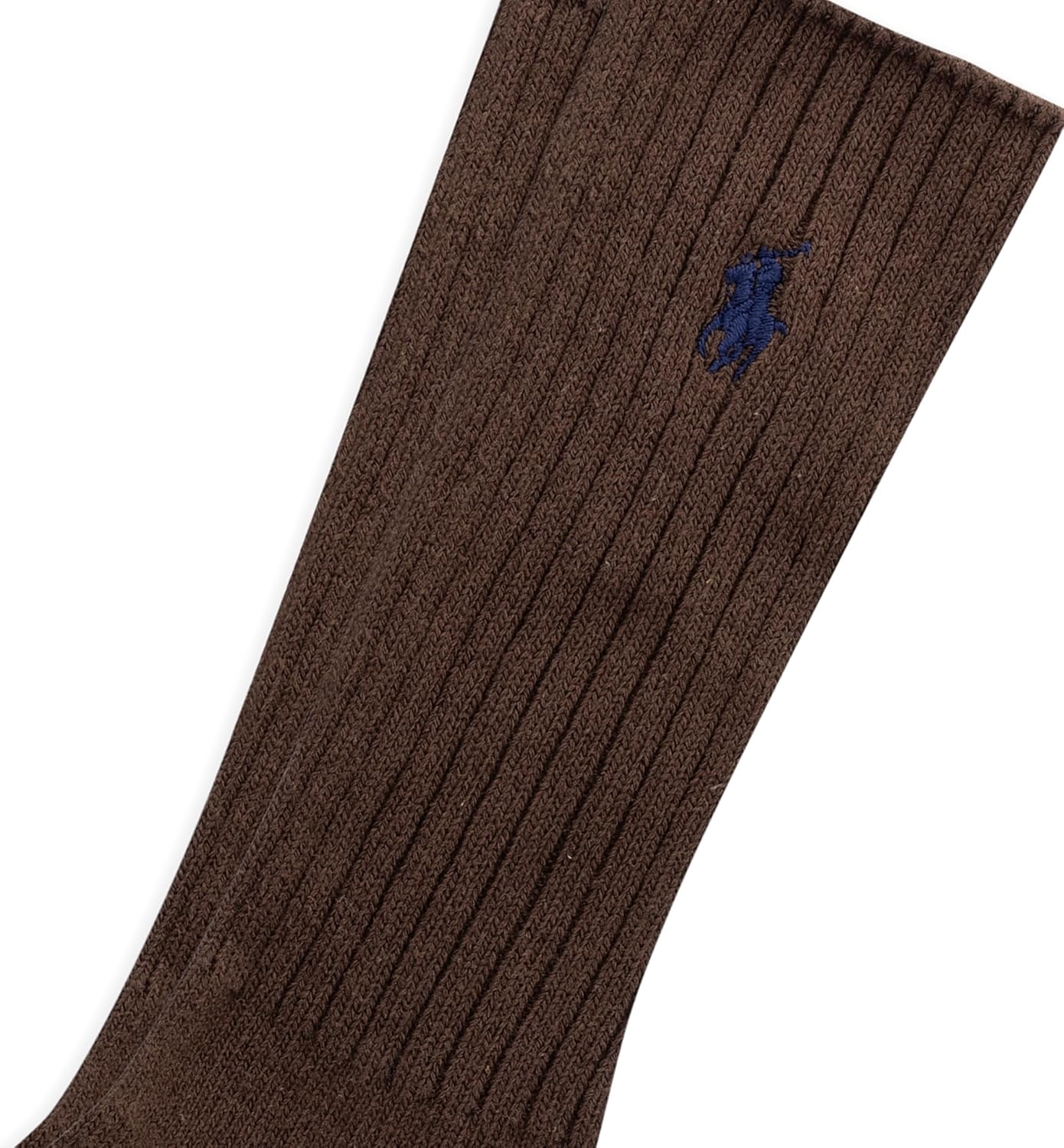 imagePolo Ralph Lauren Mens Cotton Ribbed Dress Crew Socks 1 Pair Pack Solid Color Cushioned ComfortDark Brown