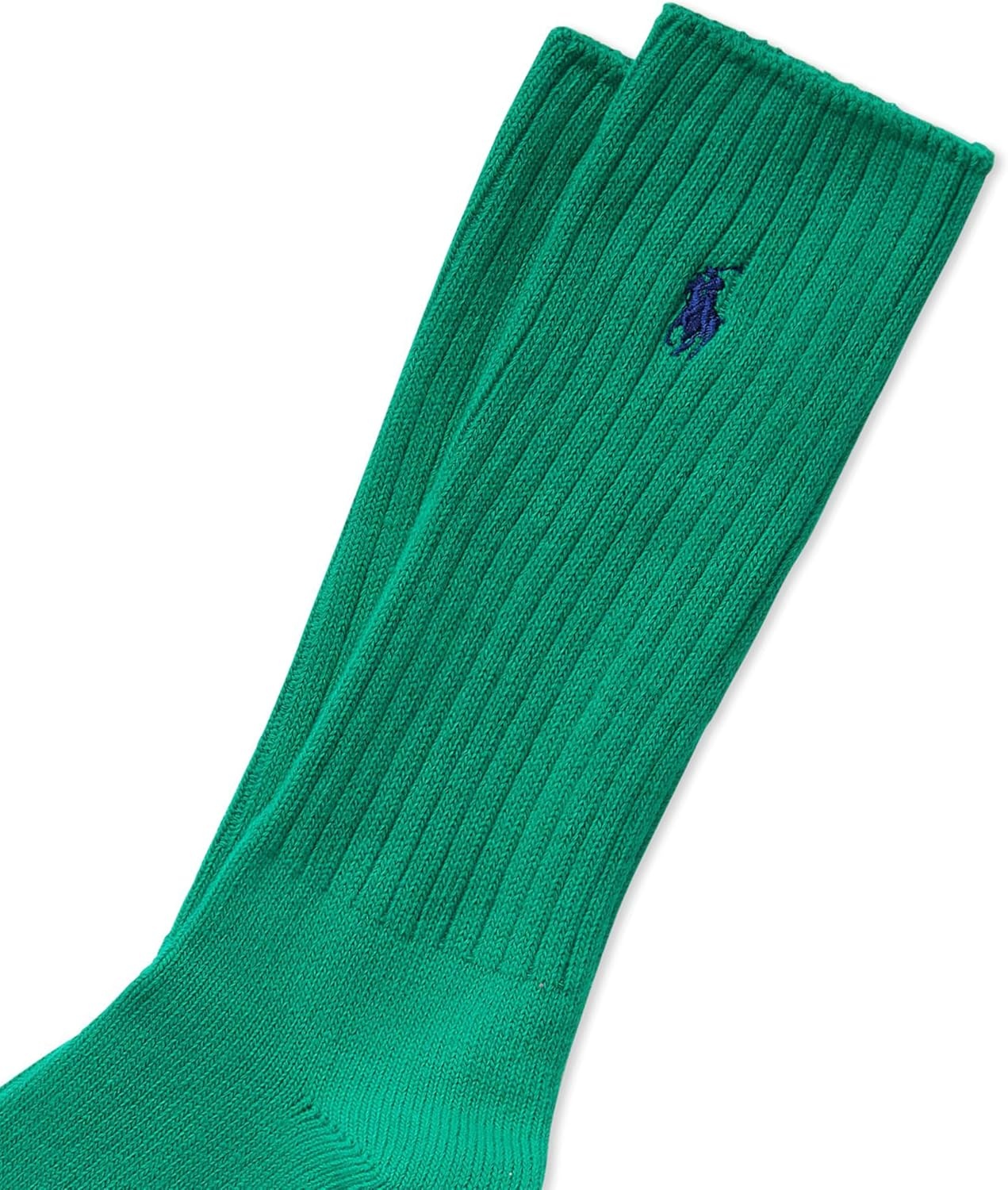 imagePolo Ralph Lauren Mens Cotton Ribbed Dress Crew Socks 1 Pair Pack Solid Color Cushioned ComfortGreen
