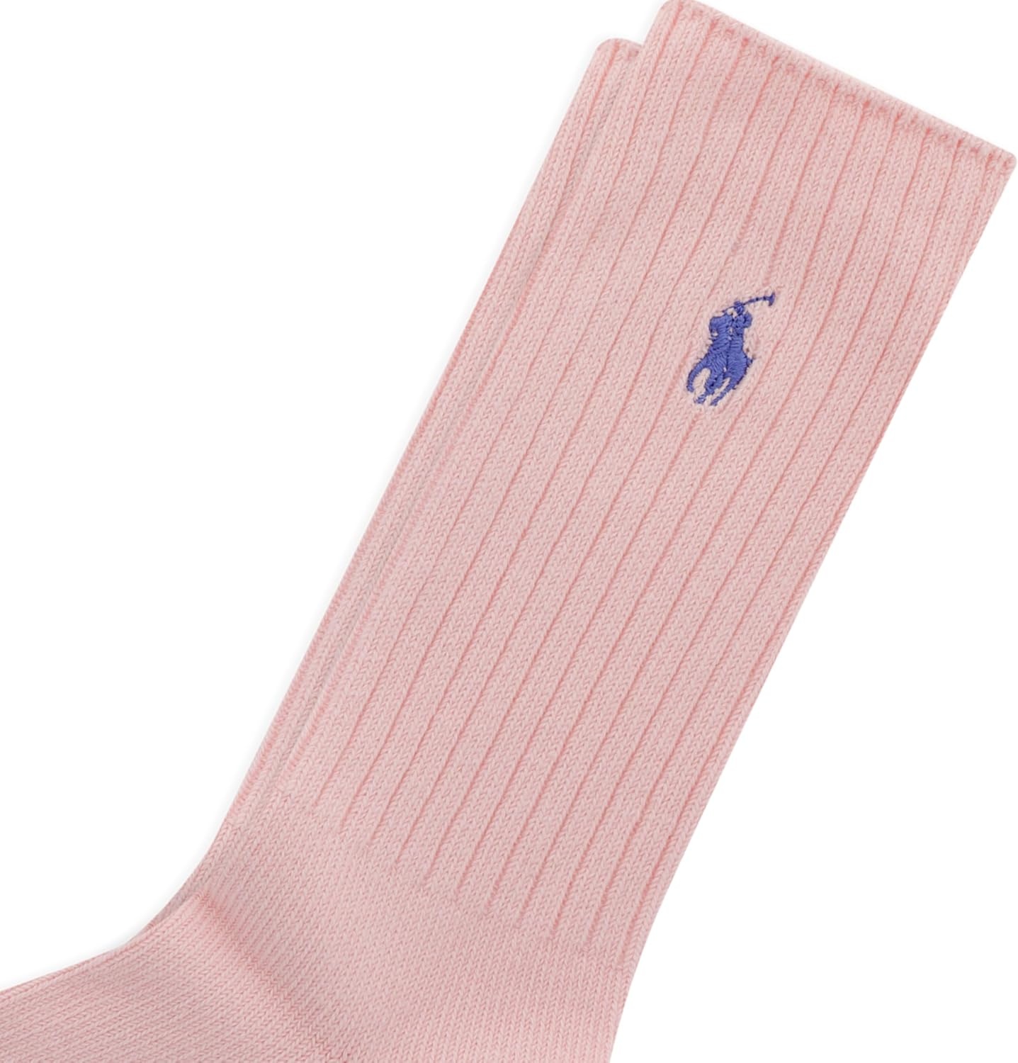 imagePolo Ralph Lauren Mens Cotton Ribbed Dress Crew Socks 1 Pair Pack Solid Color Cushioned ComfortLight Pink