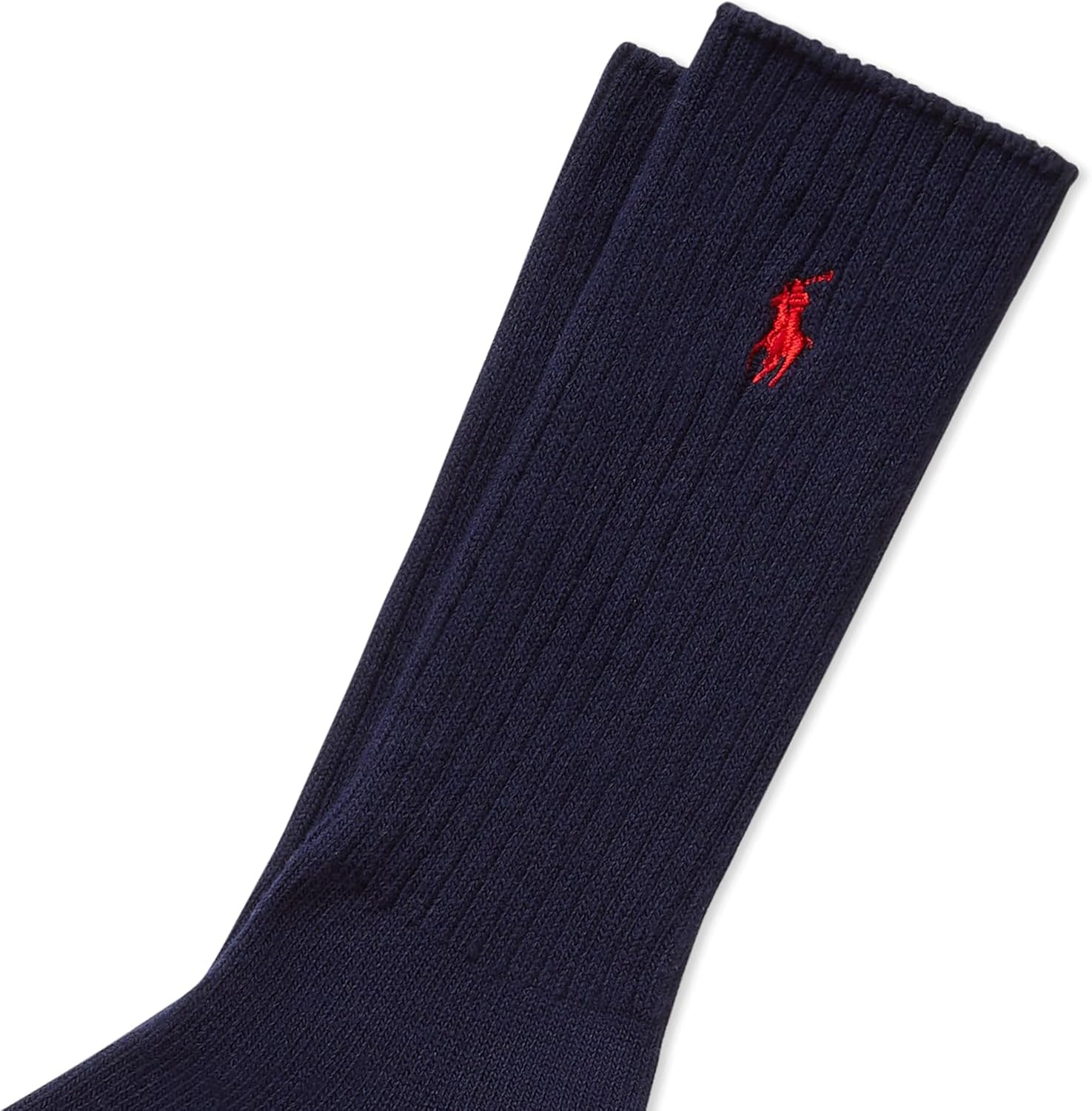 imagePolo Ralph Lauren Mens Cotton Ribbed Dress Crew Socks 1 Pair Pack Solid Color Cushioned ComfortNavy