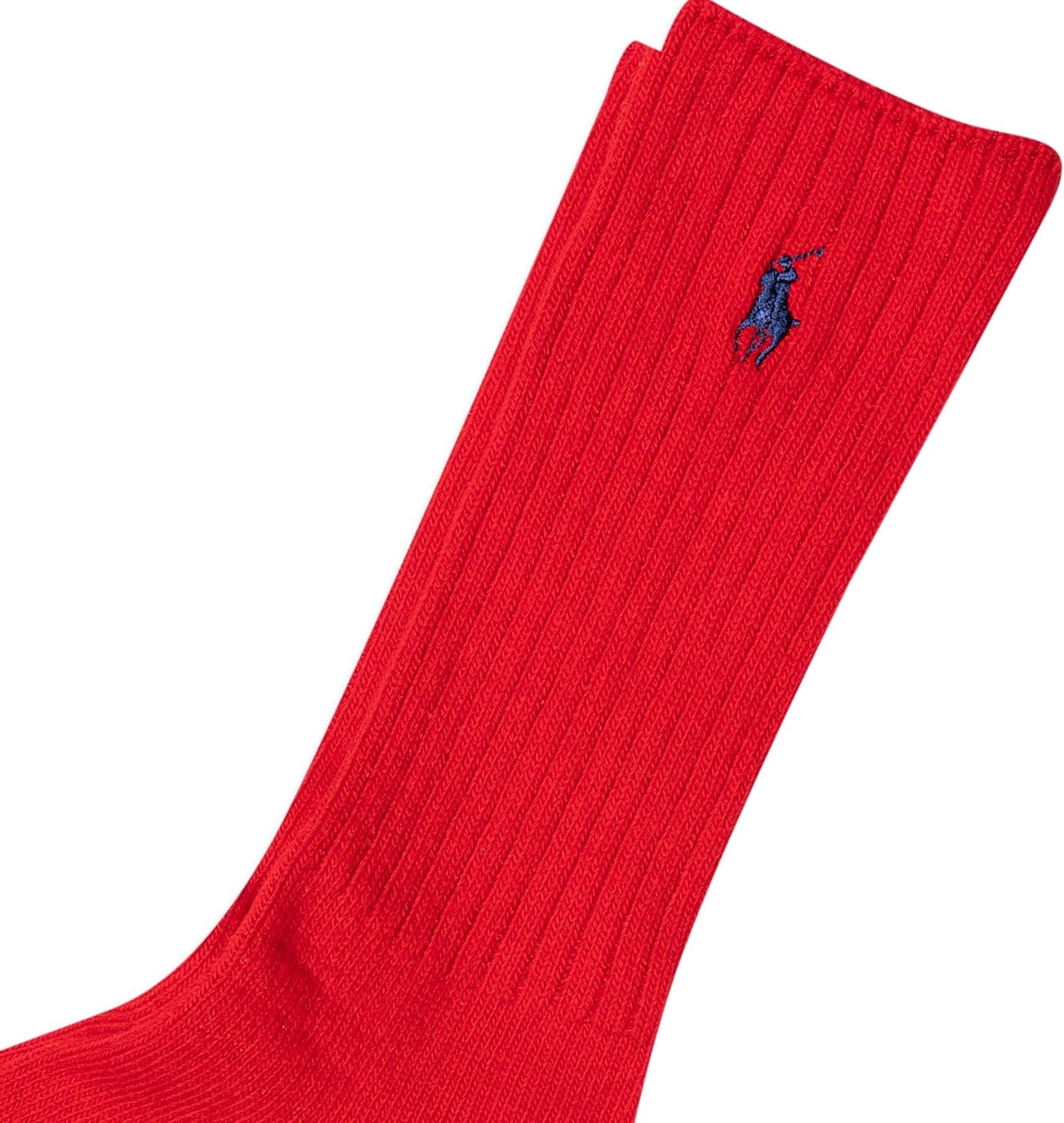 imagePolo Ralph Lauren Mens Cotton Ribbed Dress Crew Socks 1 Pair Pack Solid Color Cushioned ComfortRed
