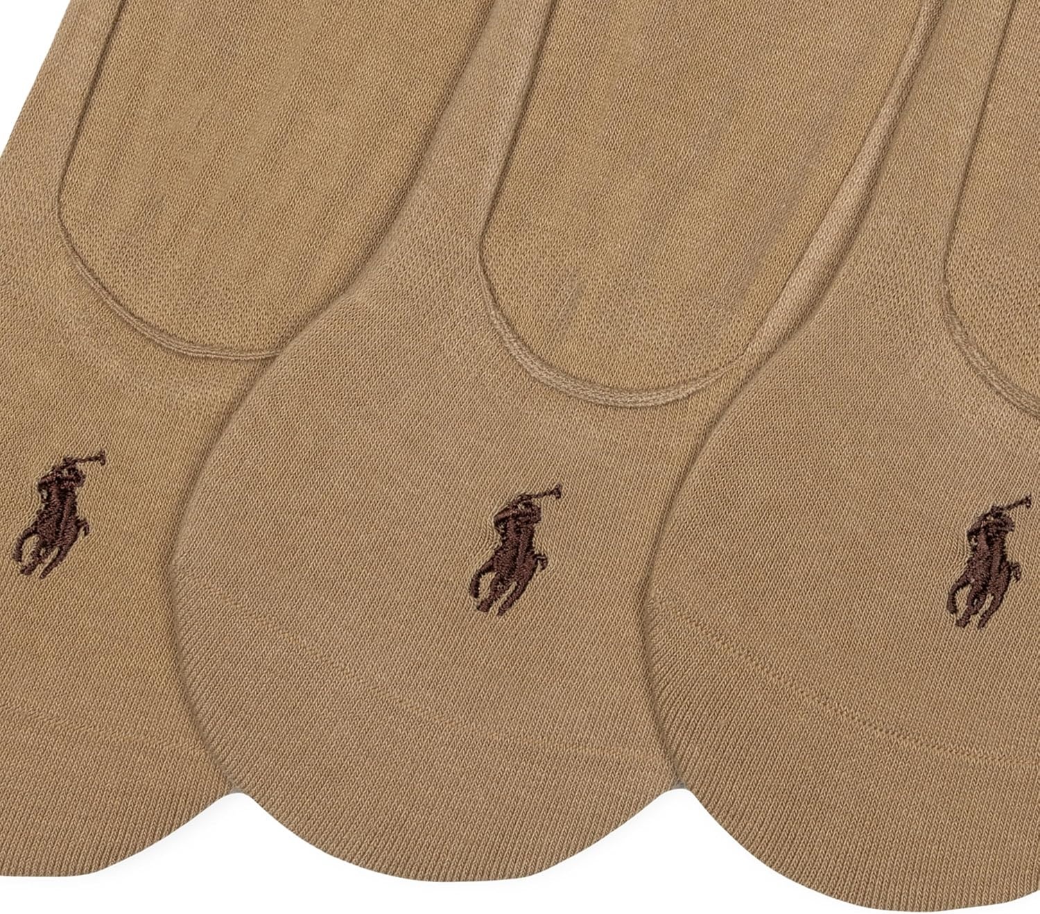 imagePolo Ralph Lauren Mens Dress Liner Socks 3 Pair Pack Lightweight Cotton Comfort with NonSlip HeelBeige