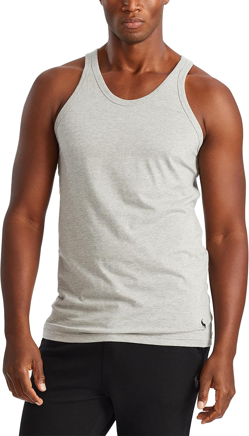 imagePolo Ralph Lauren Mens Slim Fit Cotton Tank 3PackAndover HeatherBlack Madison HeatherBlack BlackRed 3 Pack
