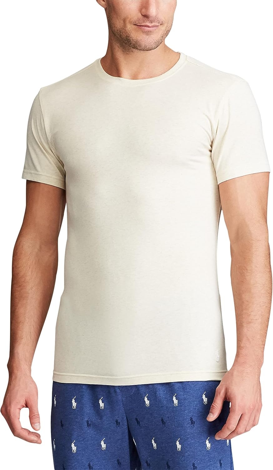 imagePolo Ralph Lauren Mens Slim Fit Stretch Crew Undershirts 3PackOatmeal HeatherWhite Sand HeatherWhite Andover HeatherWhite 3 Pack