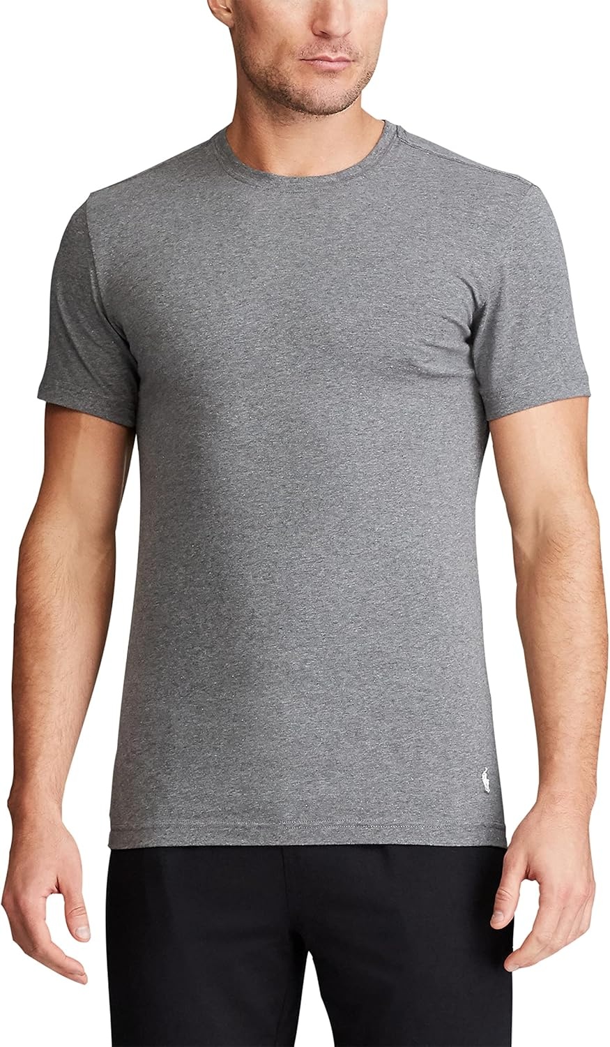 imagePolo Ralph Lauren Mens Slim Fit Stretch Crew Undershirts 3PackPolo BlackWhite Charcoal HeatherWhite Andover HeatherWhite 3 Pack