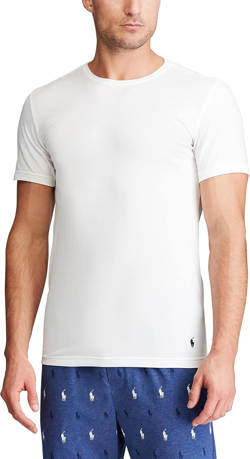 imagePolo Ralph Lauren Mens Slim Fit Stretch Crew Undershirts 3PackWhiteNavy 3 Pack