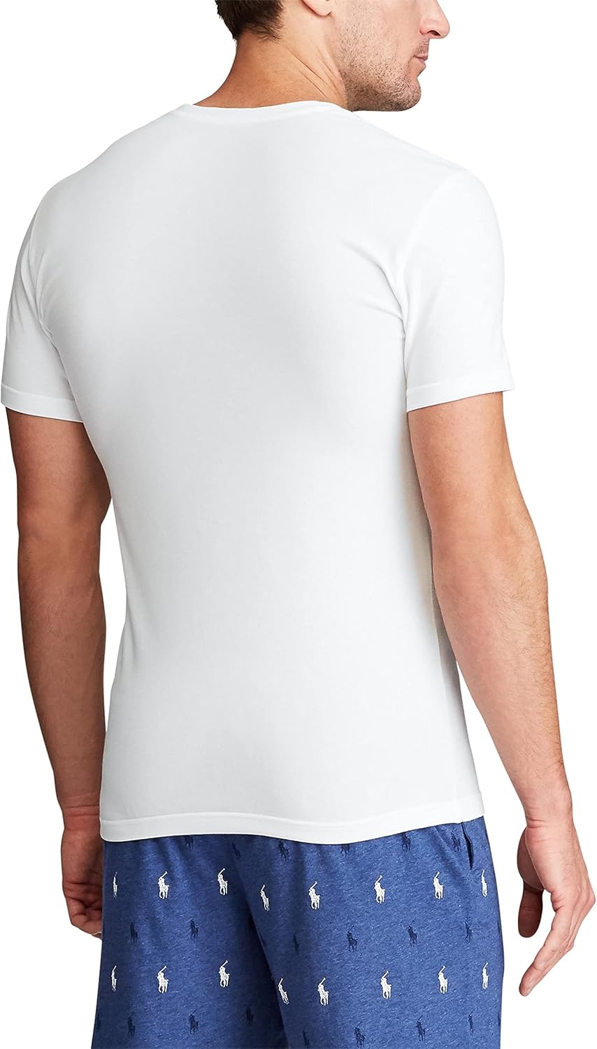 imagePolo Ralph Lauren Mens Slim Fit Stretch VNeck Undershirts 3PackWhiteNavy 3 Pack