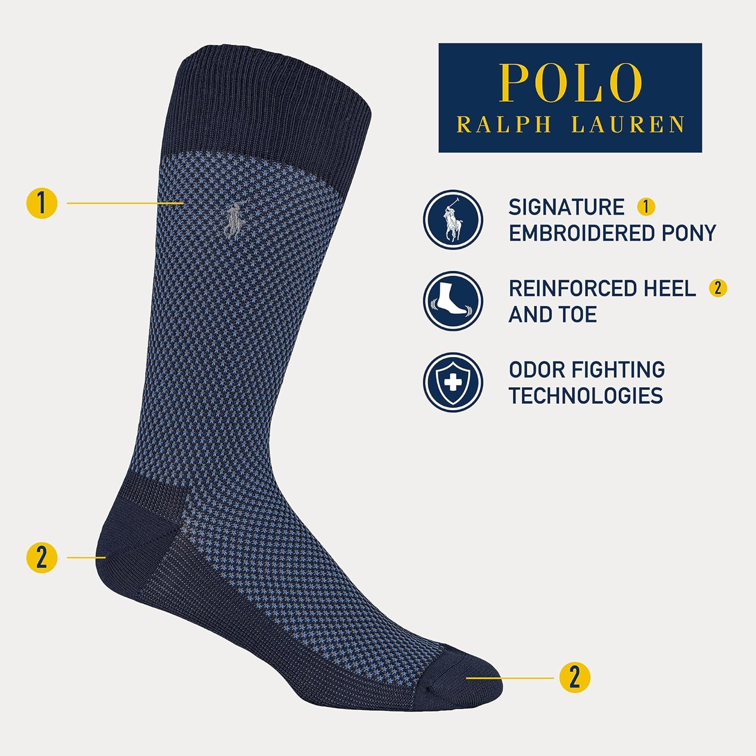 imagePolo Ralph Lauren Mens Super Soft Birdseye Dress Crew Socks 3PackNavy Birdseye