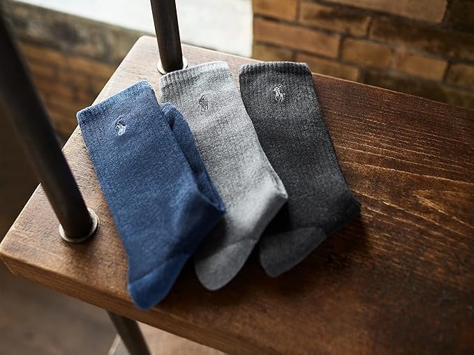 imagePolo Ralph Lauren Mens Super Soft Ragg Crew Socks 3 Pair PackBlack Assorted