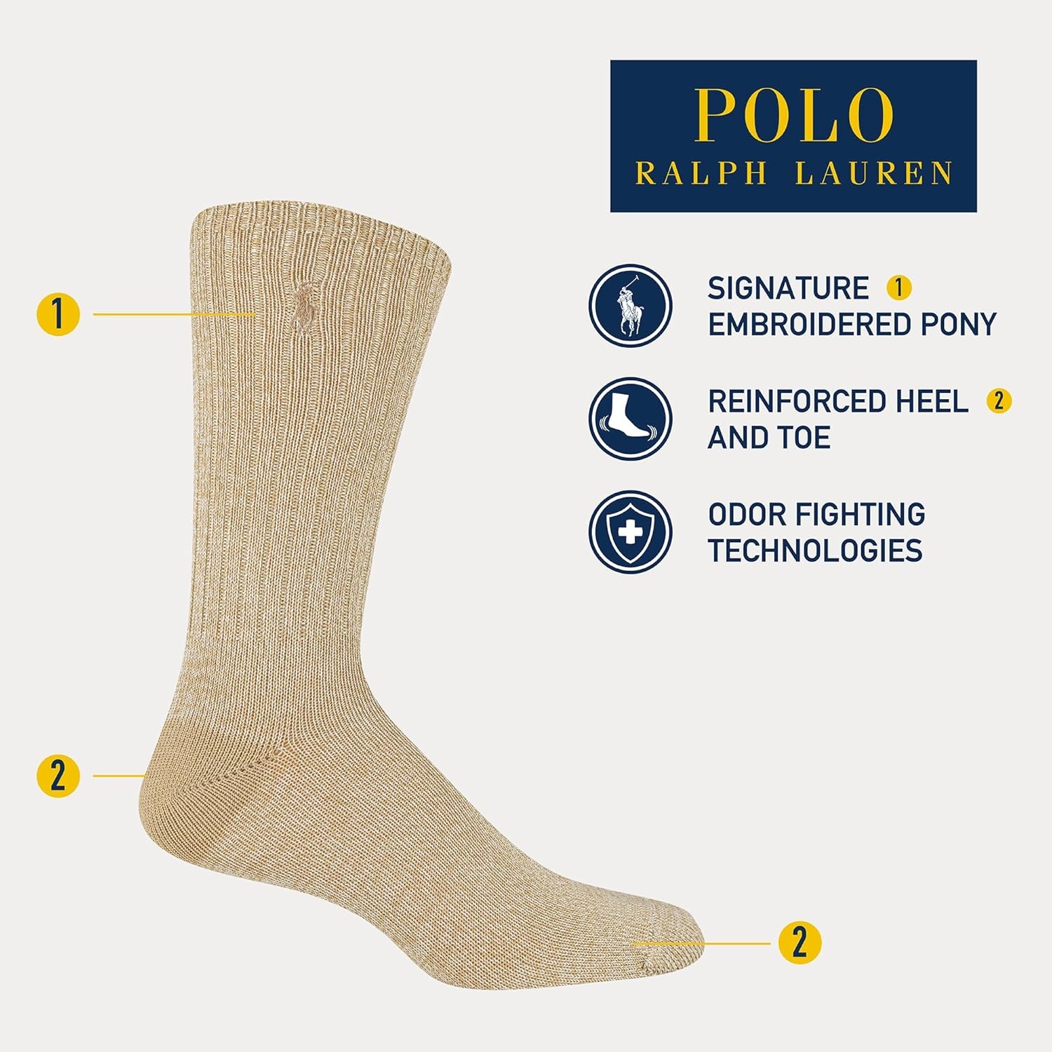 imagePolo Ralph Lauren Mens Super Soft Ragg Crew Socks 3 Pair PackBlack Assorted