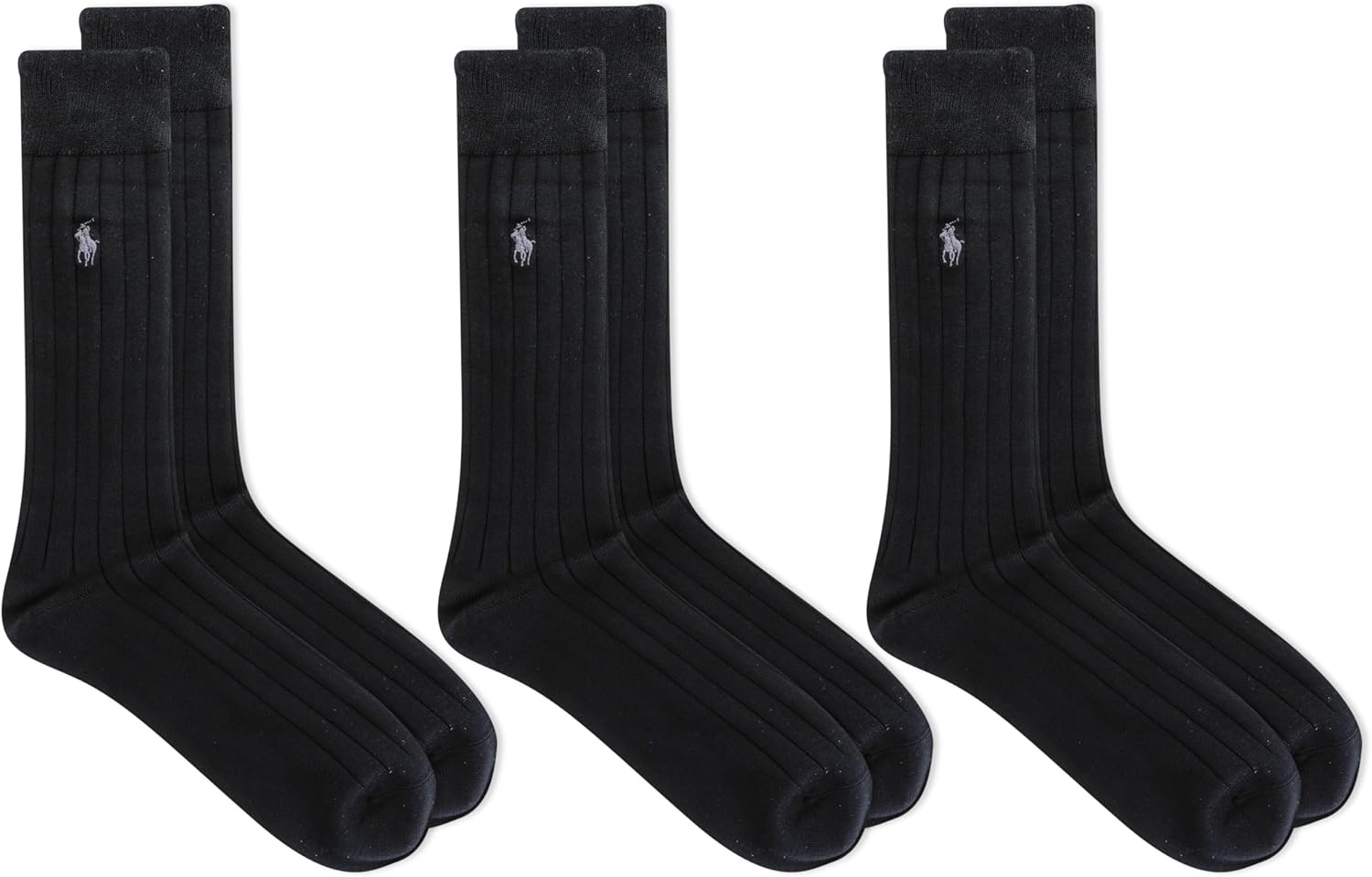 imagePolo Ralph Lauren Mens Super Soft Ribbed Dress Crew Socks 3PackBlack
