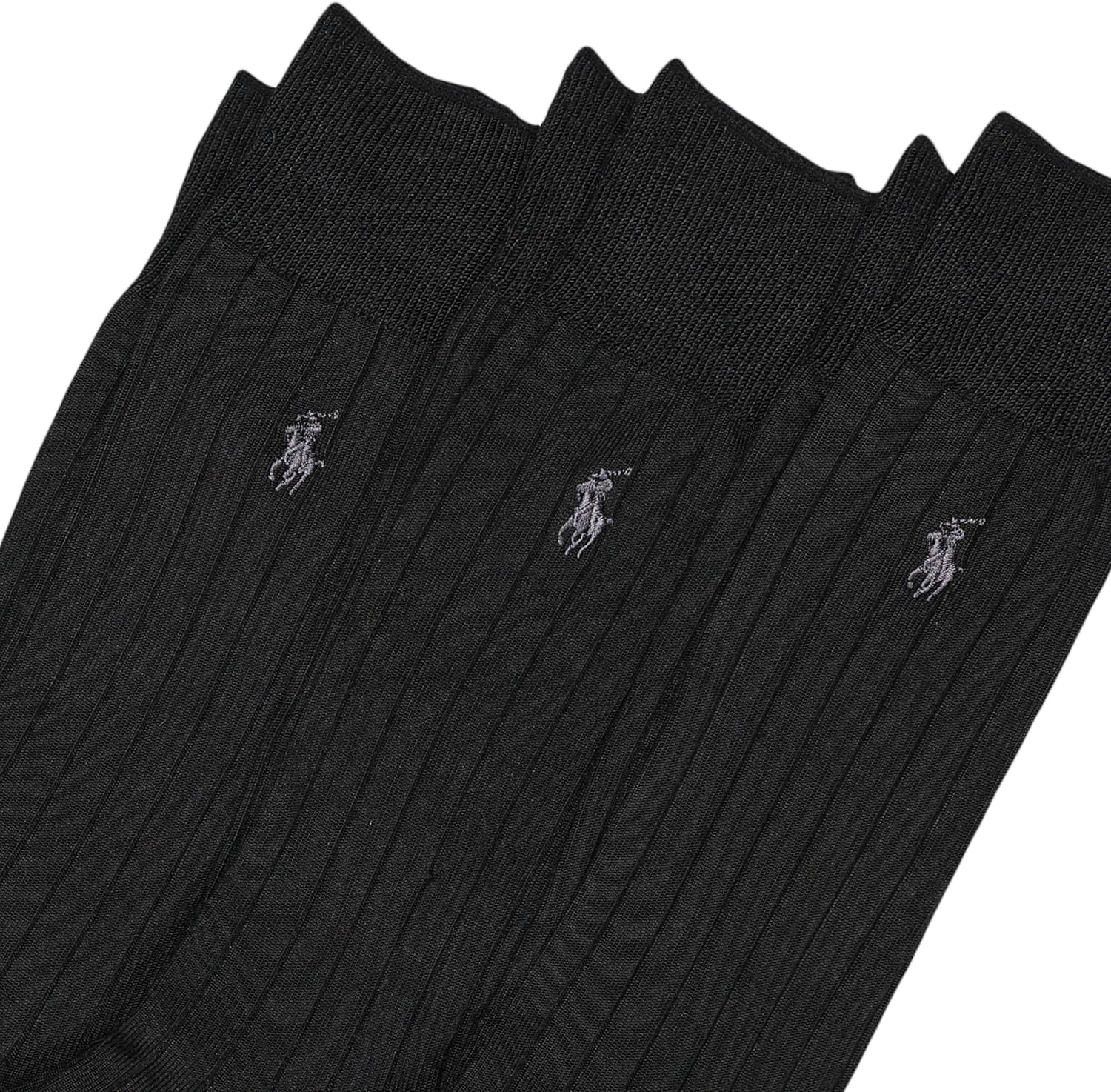 imagePolo Ralph Lauren Mens Super Soft Ribbed Dress Crew Socks 3PackBlack