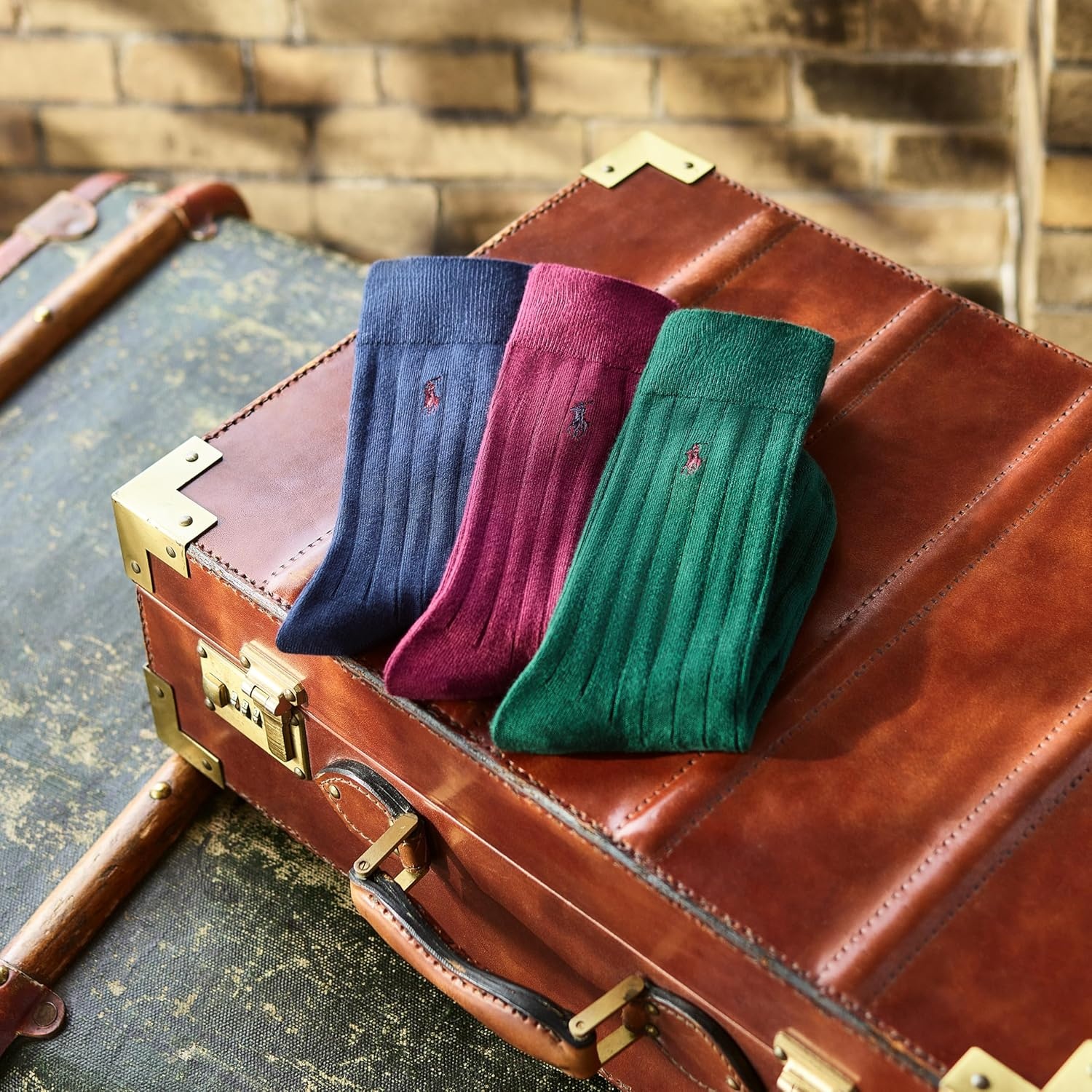 imagePolo Ralph Lauren Mens Super Soft Ribbed Dress Crew Socks 3PackBlue Assorted