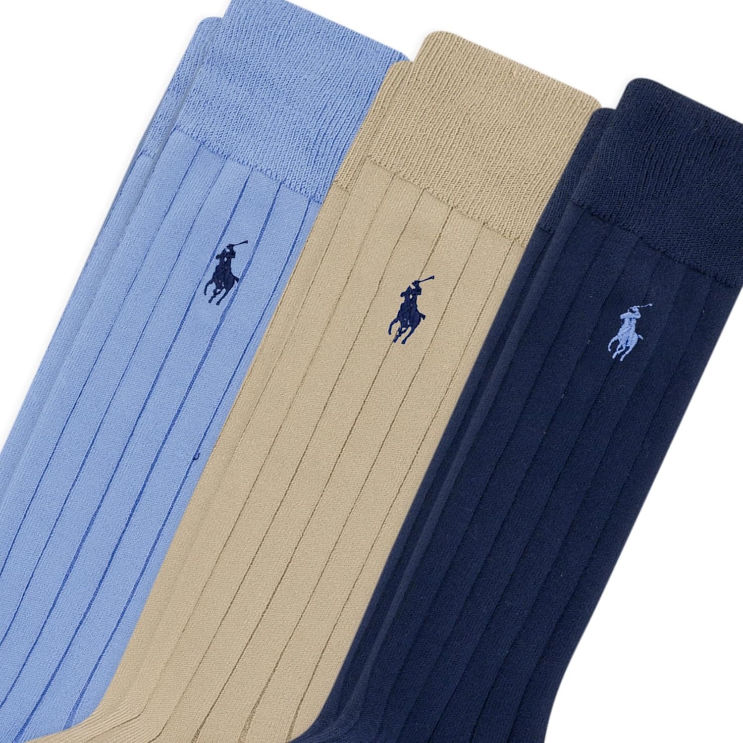 imagePolo Ralph Lauren Mens Super Soft Ribbed Dress Crew Socks 3PackBlue Assorted