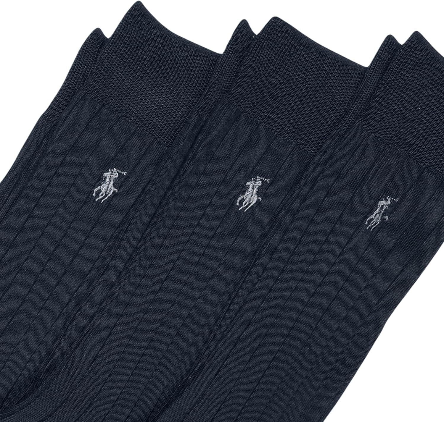 imagePolo Ralph Lauren Mens Super Soft Ribbed Dress Crew Socks 3PackNavy