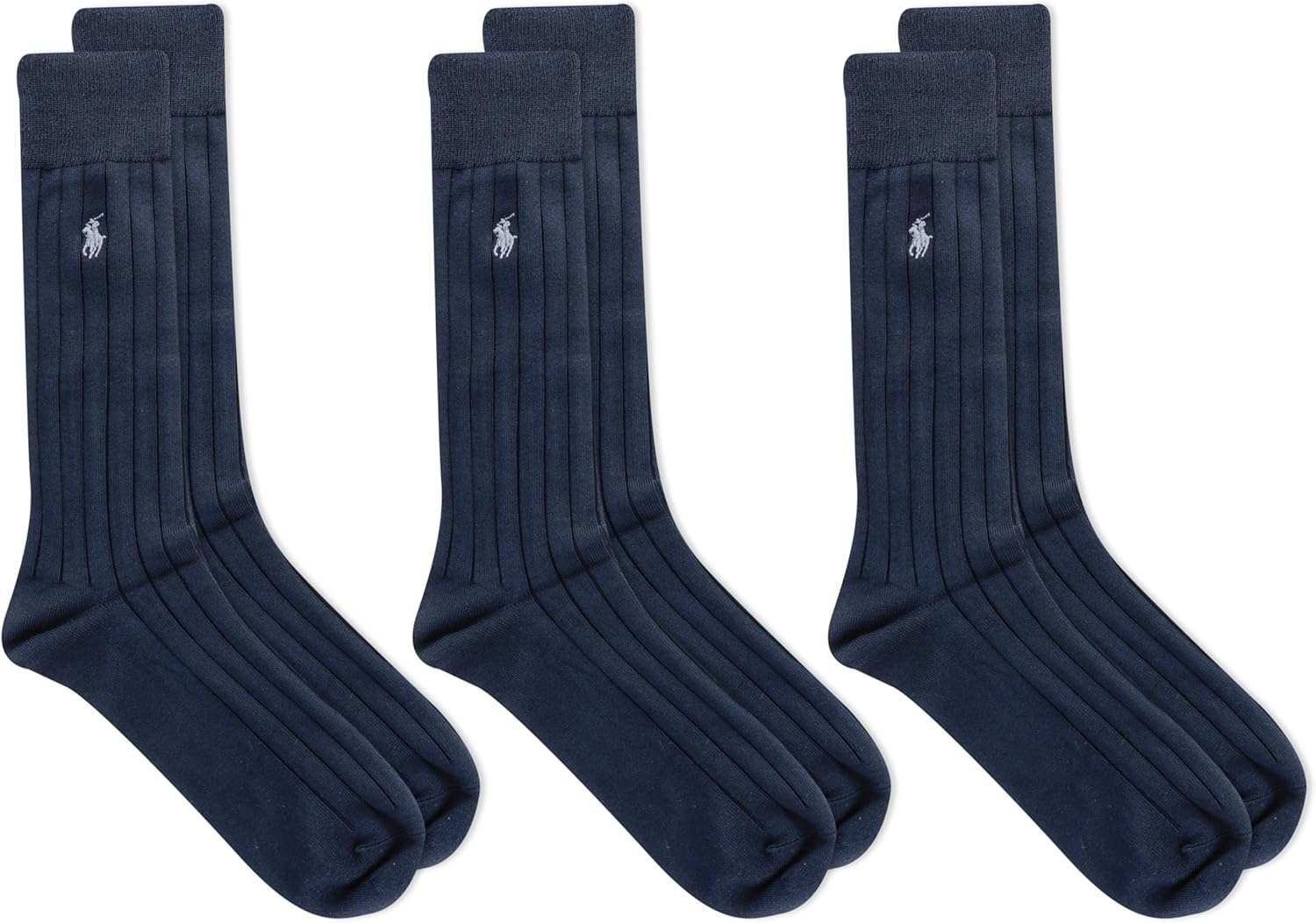 imagePolo Ralph Lauren Mens Super Soft Ribbed Dress Crew Socks 3PackNavy