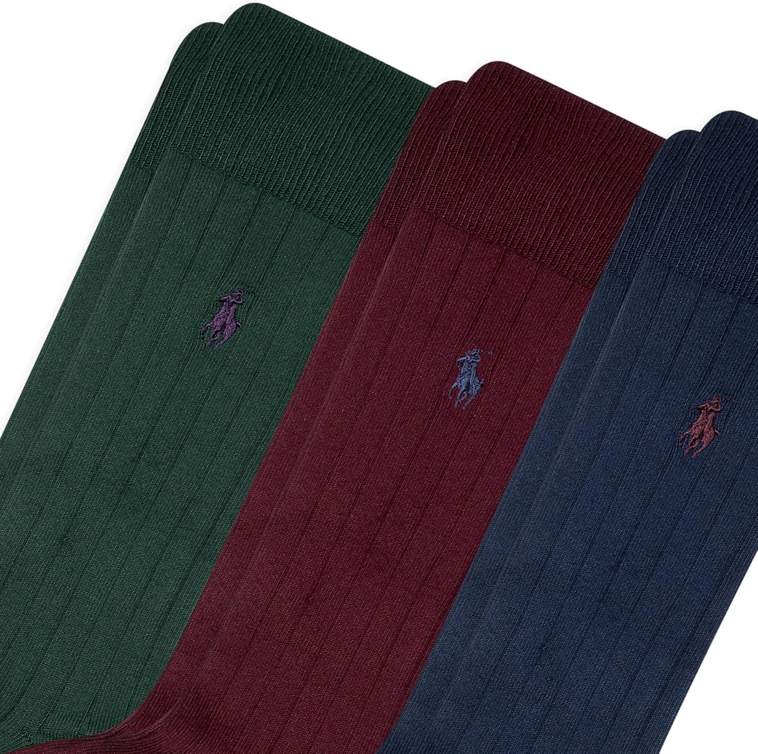 imagePolo Ralph Lauren Mens Super Soft Ribbed Dress Crew Socks 3PackNavy Assorted
