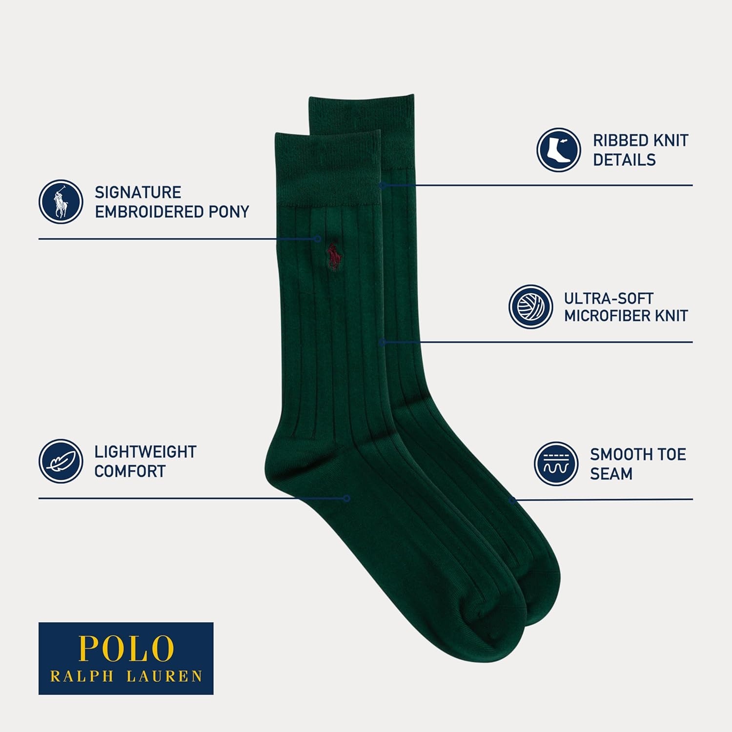 imagePolo Ralph Lauren Mens Super Soft Ribbed Dress Crew Socks 3PackNavy Assorted