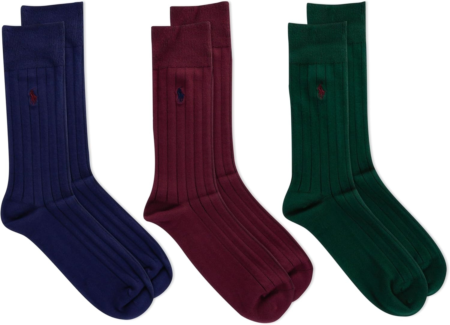 imagePolo Ralph Lauren Mens Super Soft Ribbed Dress Crew Socks 3PackNavy Assorted